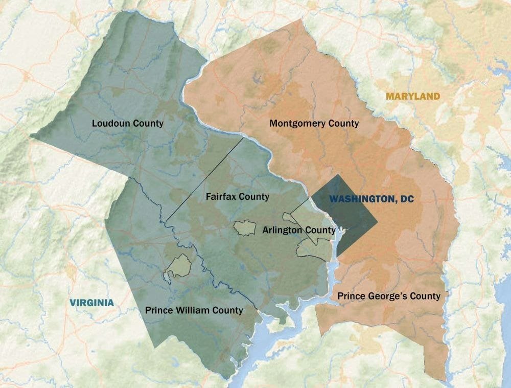 Map of Warehouse Showrooms service areas