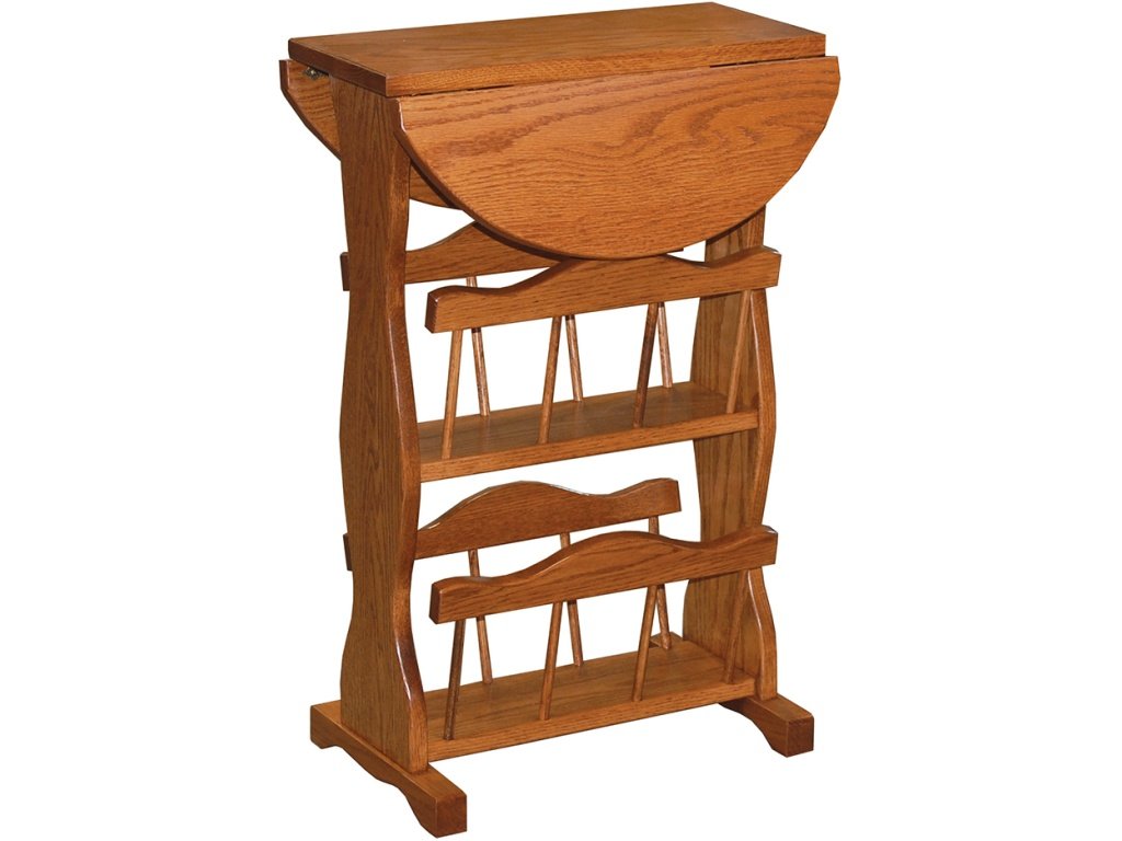 Double Magazine Rack With Drop Leaf