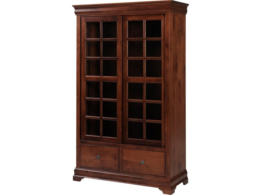 Executive Bookcase With Drawers And Sliding Doors