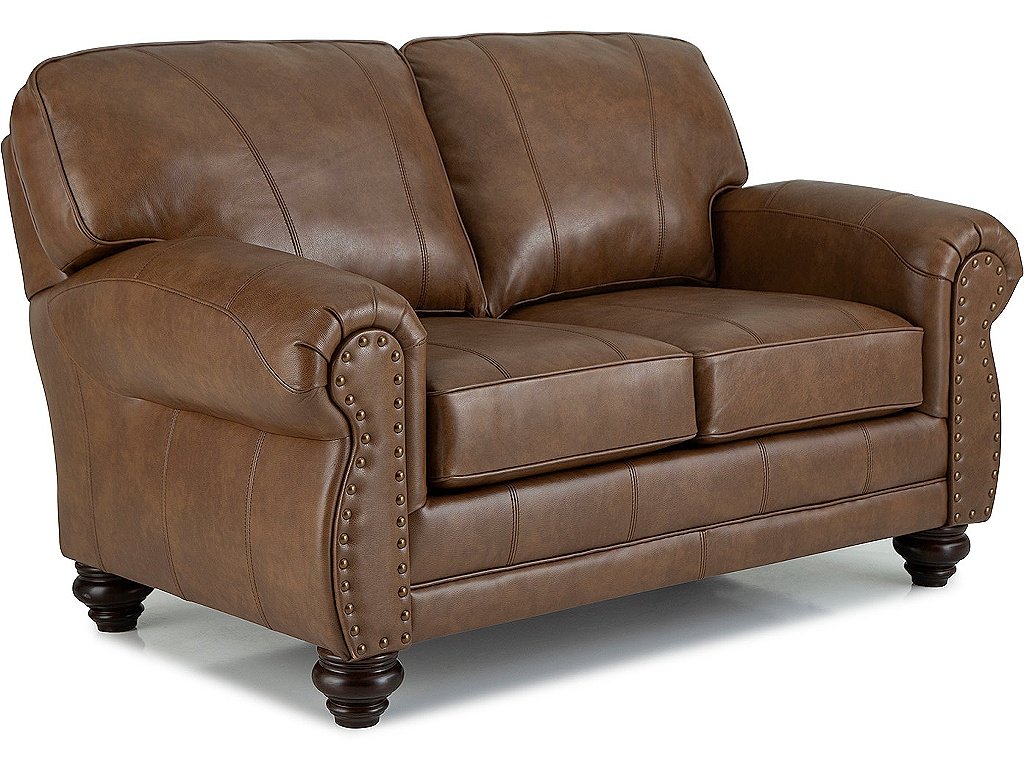 Noble Leather Stationary Loveseat