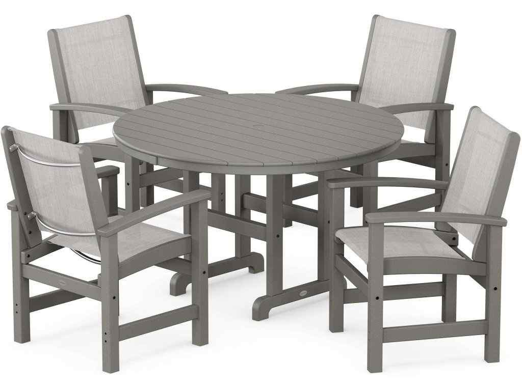 Coastal 5-Piece Round Farmhouse Dining Set