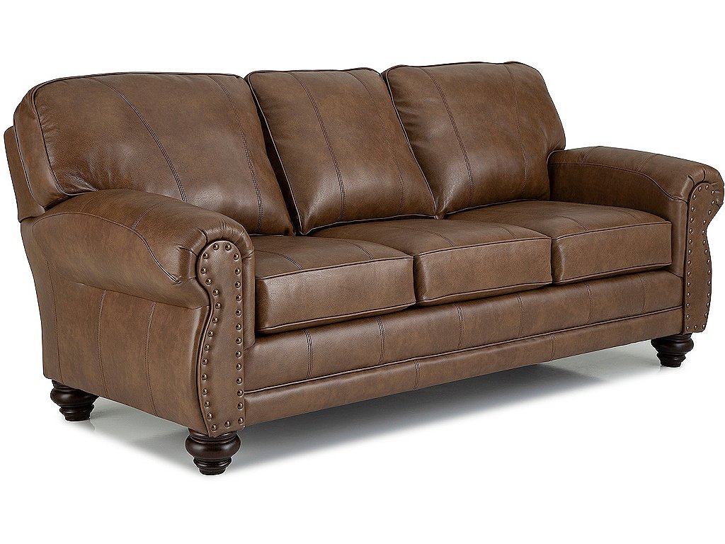 Noble Top-Grain Leather Stationary Sofa