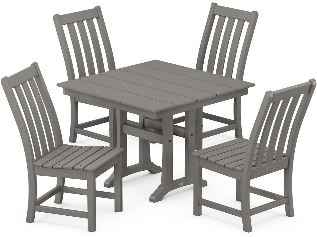 Vineyard 5-Piece Farmhouse Trestle Side Chair Dining Set