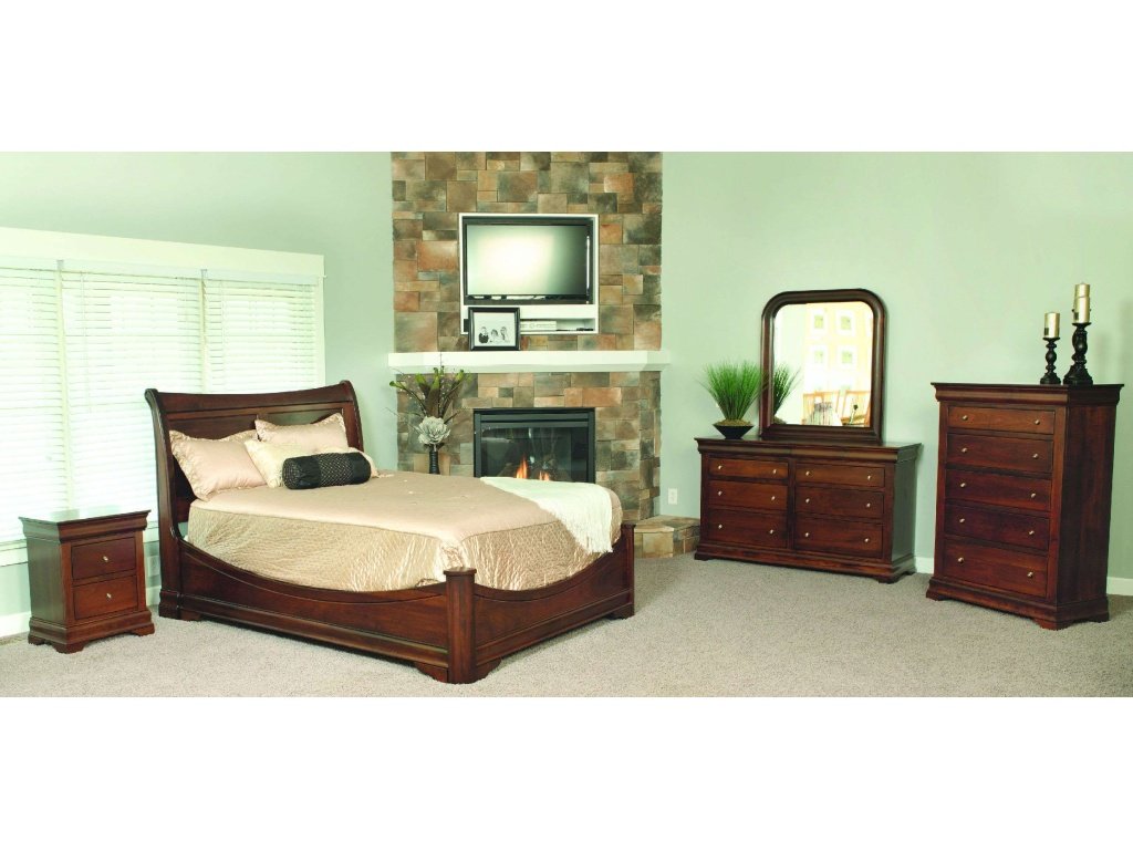 Bordeaux Sleigh Bed With High Headboard