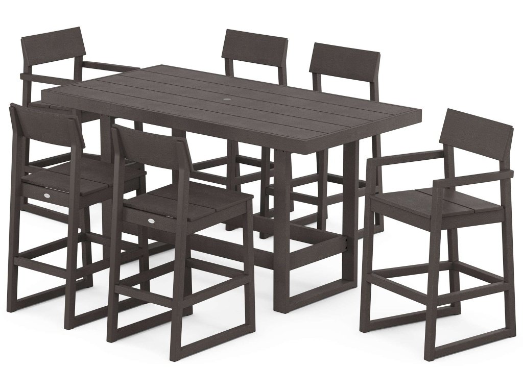 Edge 7-Piece Bar Table Set In Vintage Finish