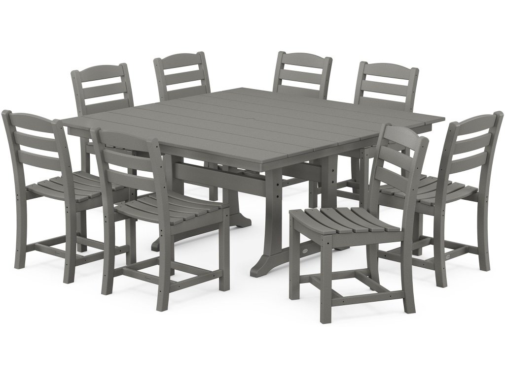 La Casa Café 9-Piece Farmhouse Trestle Dining Set