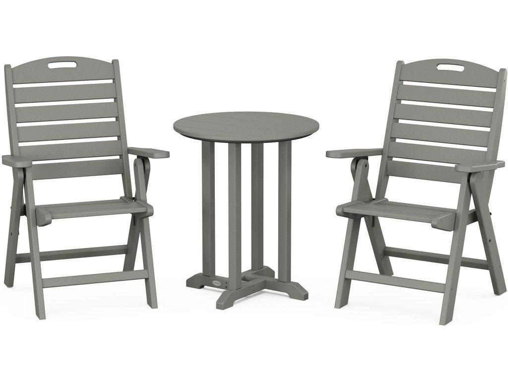 Nautical Folding Highback Chair 3-Piece Round Dining Set