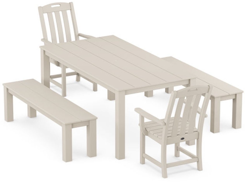 Yacht Club 5-Piece Parsons Dining Set with Benches