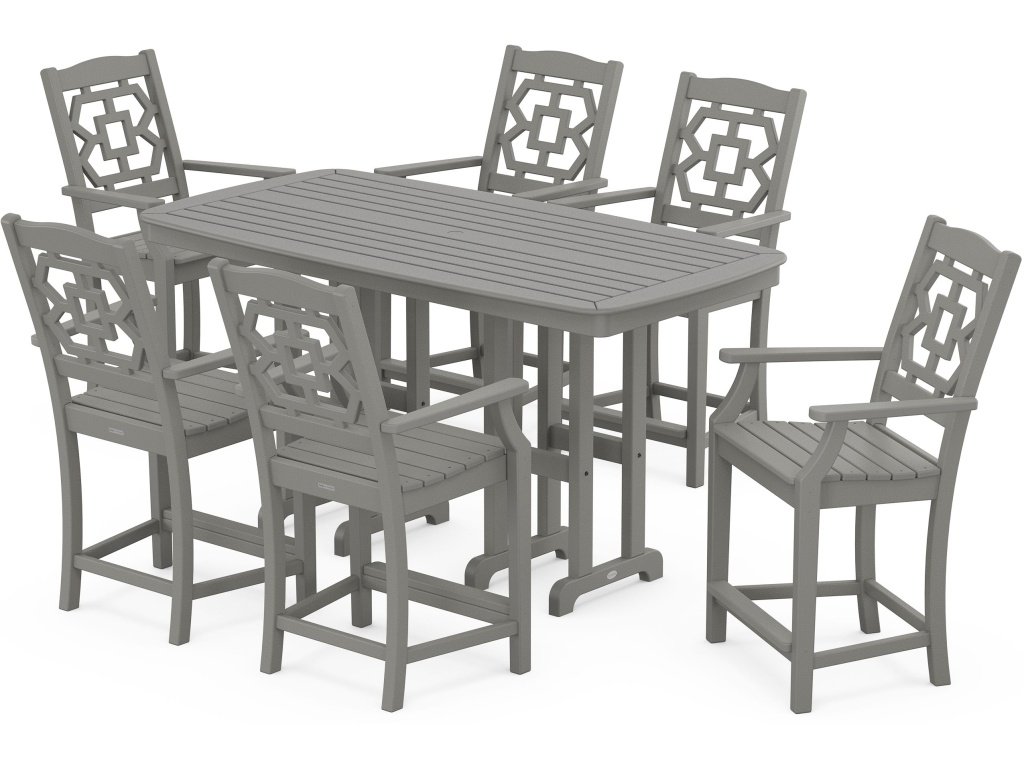 Chinoiserie Arm Chair 7-Piece Counter Set