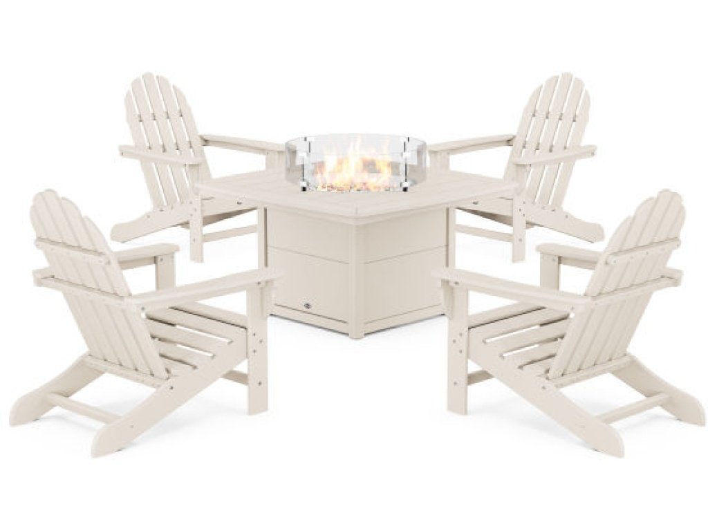 Cape Cod Adirondack 5-Piece Set with Yacht Club Fire Pit Table