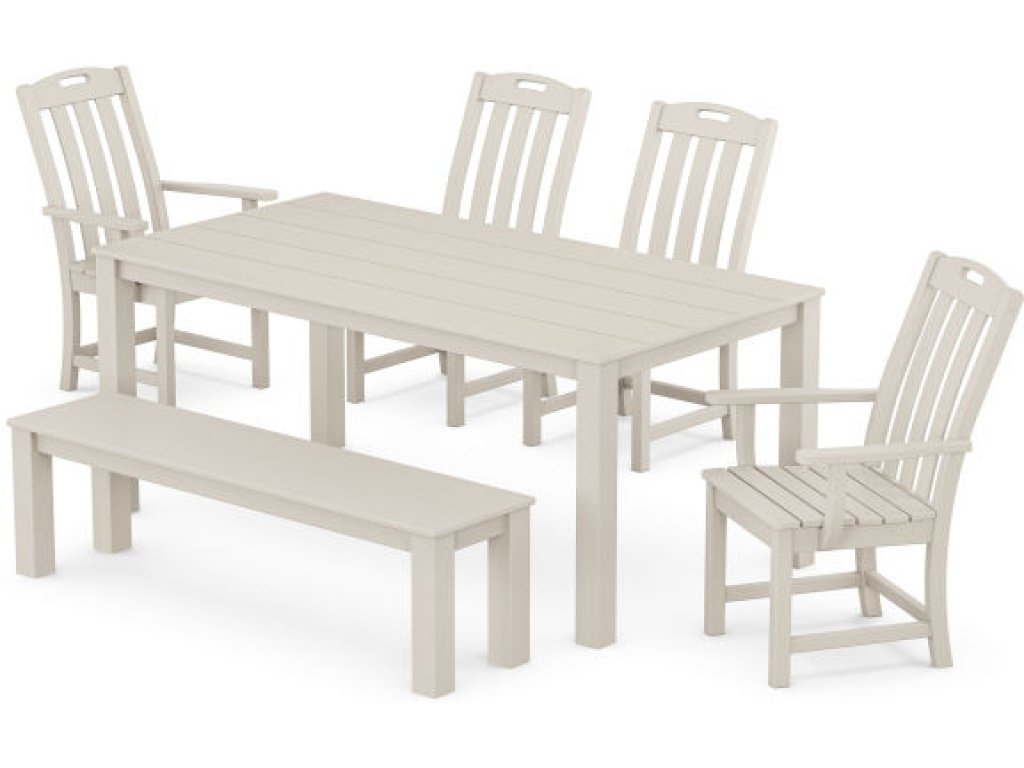 Yacht Club 6-Piece Parsons Dining Set with Bench