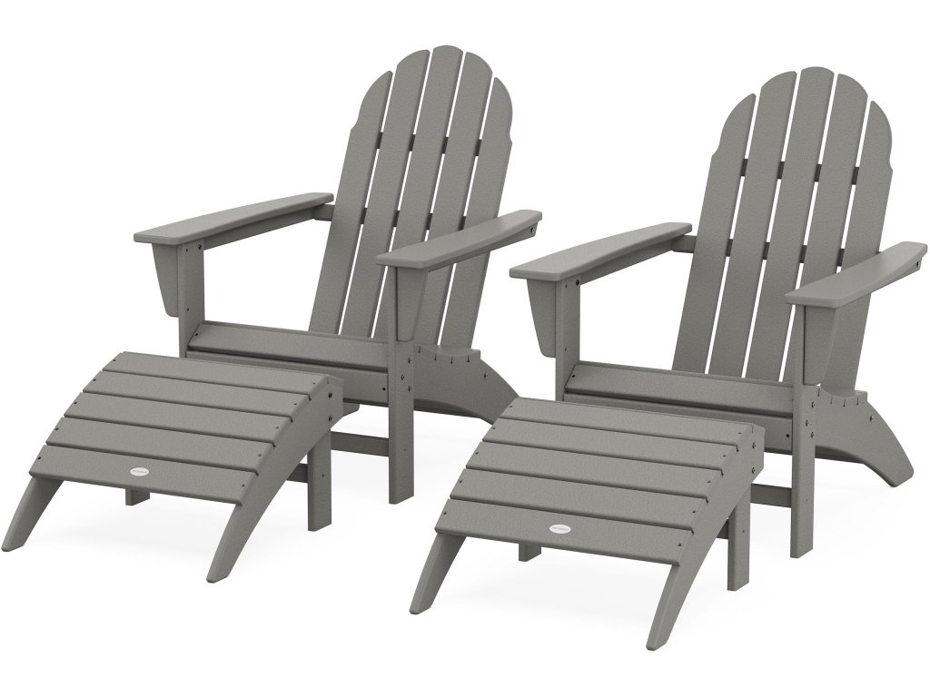 Vineyard Adirondack Chair 4-Piece Set With Ottomans