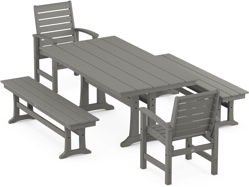 Signature 5-Piece Farmhouse Dining Set With Trestle Legs