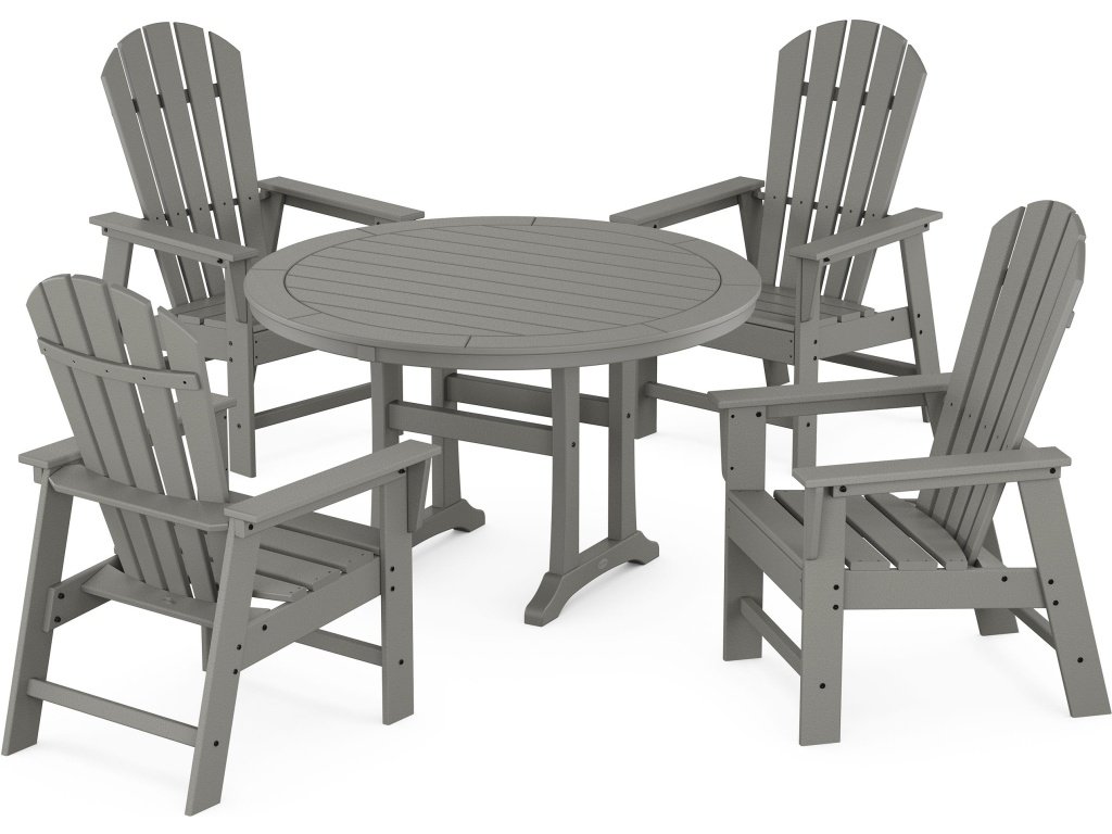 South Beach 5-Piece Round Dining Set With Trestle Legs