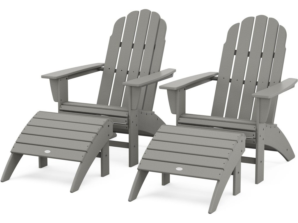 Vineyard Curveback Adirondack Chair 4-Piece Set With Ottomans