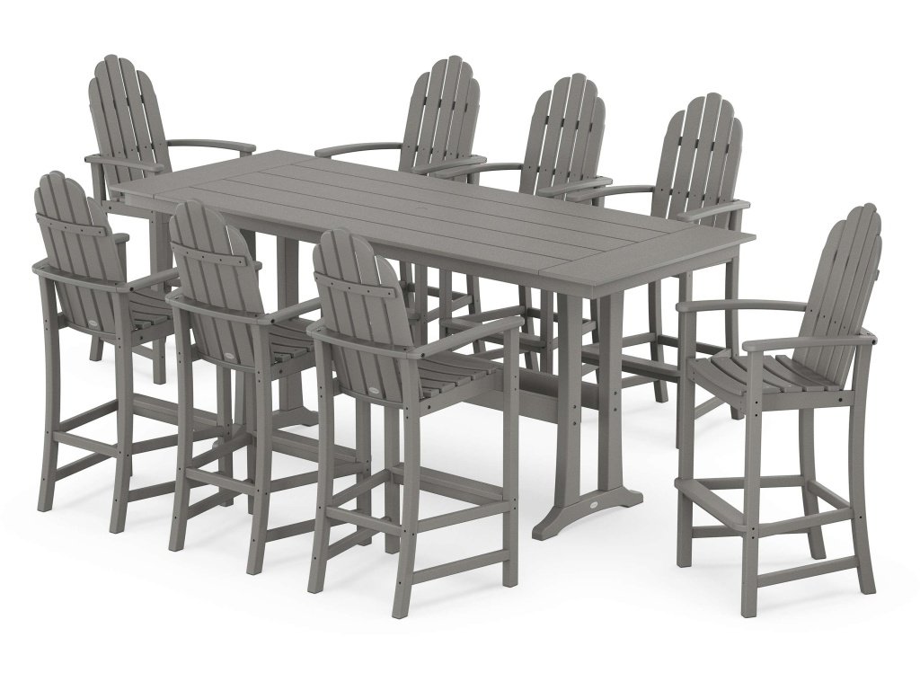 Classic Adirondack 9-Piece Farmhouse Bar Set With Trestle Legs