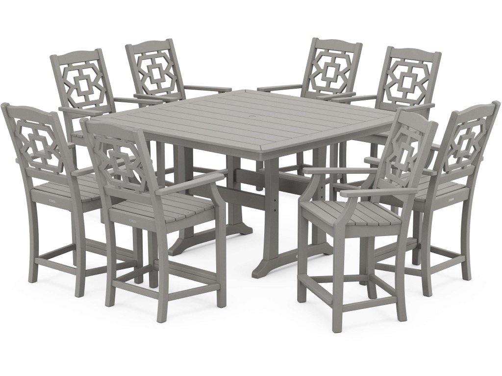 Chinoiserie 9-Piece Square Counter Set With Trestle Legs