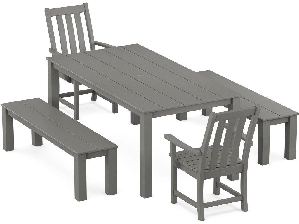 Vineyard 5-Piece Parsons Dining Set With Benches