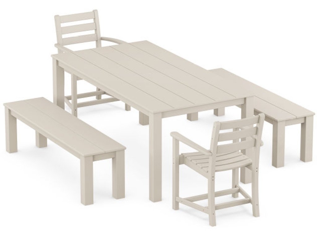 Monterey Bay 5-Piece Parsons Dining Set with Benches