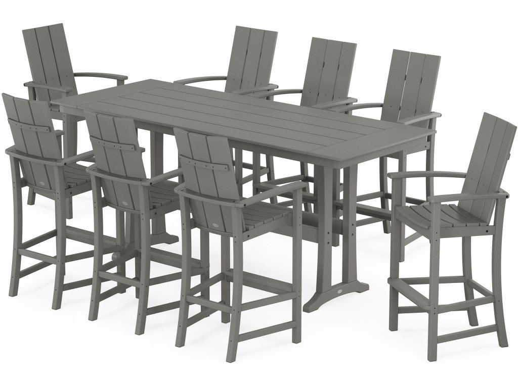 Modern Adirondack 9-Piece Farmhouse Bar Set With Trestle Legs