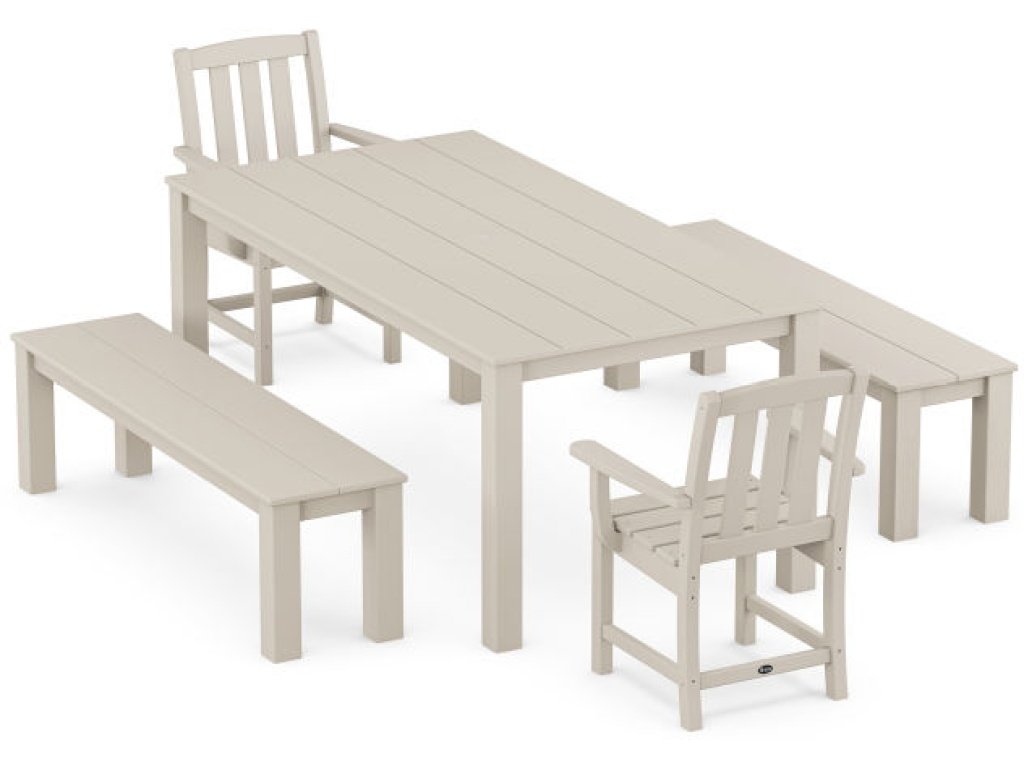 Cape Cod 5-Piece Parsons Dining Set with Benches