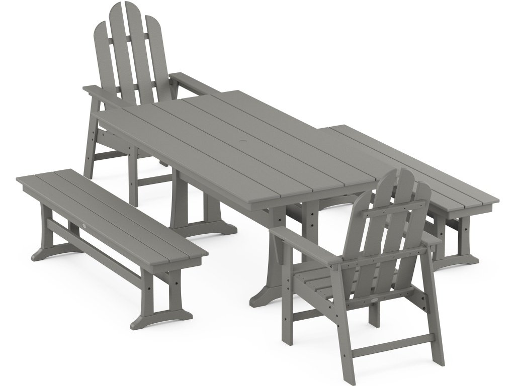 Long Island 5-Piece Farmhouse Dining Set With Trestle Legs