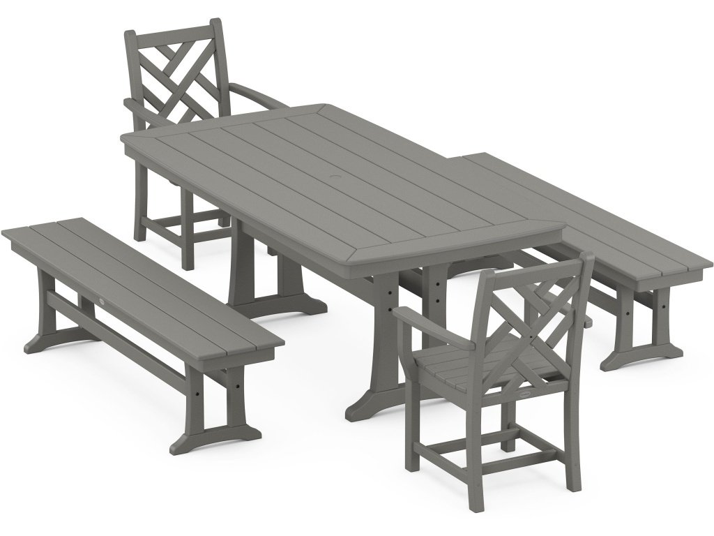 Chippendale 5-Piece Dining Set With Trestle Legs