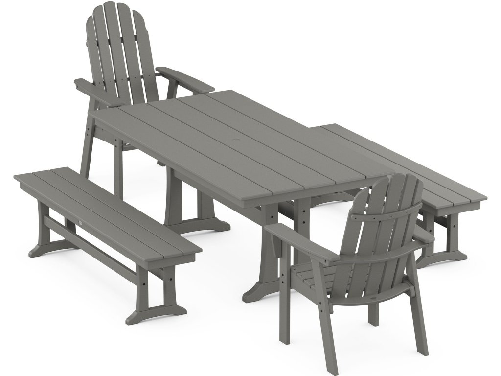 Vineyard Adirondack 5-Piece Farmhouse Dining Set With Trestle Legs