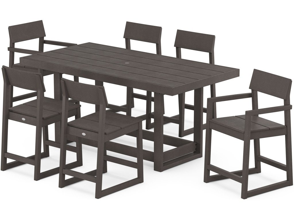 Edge 7-Piece Counter Table Set In Vintage Finish