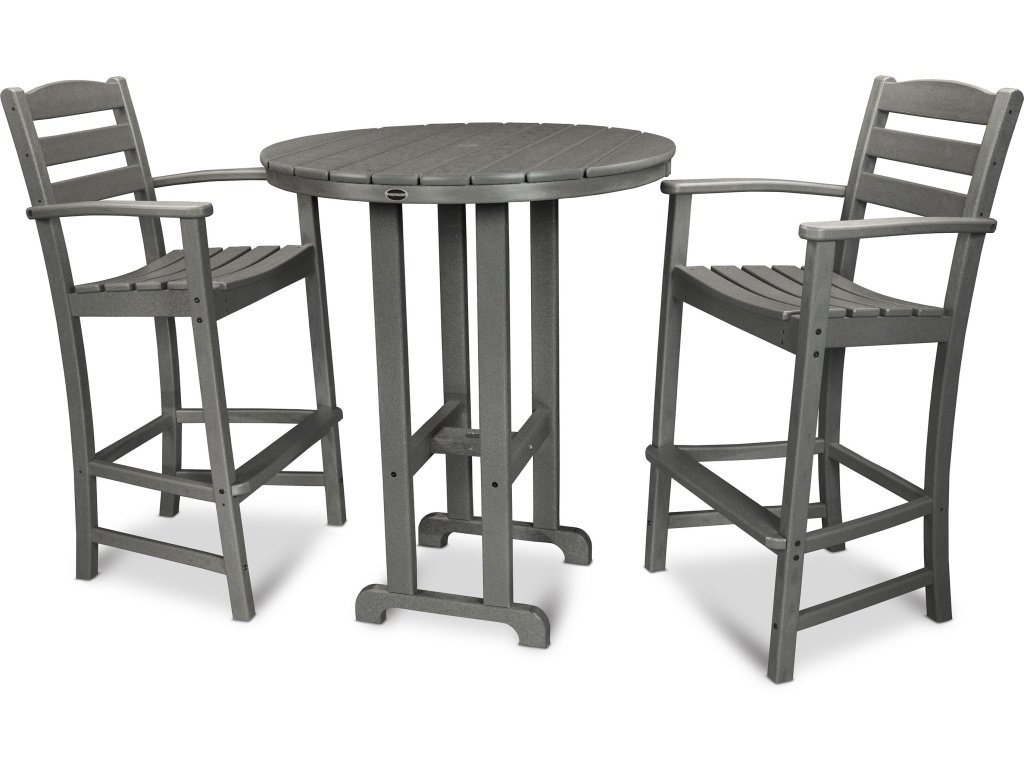 La Casa Café 3-Piece Round Farmhouse Bar Set