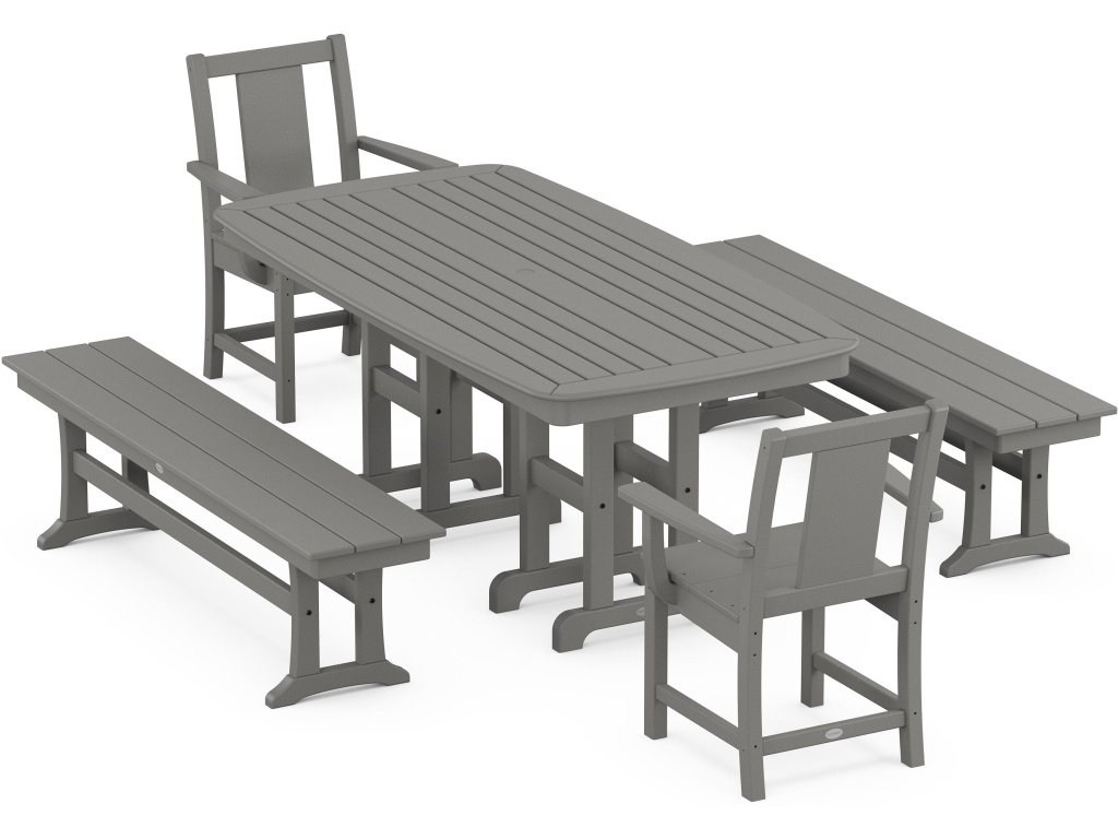 Prairie 5-Piece Dining Set With Benches