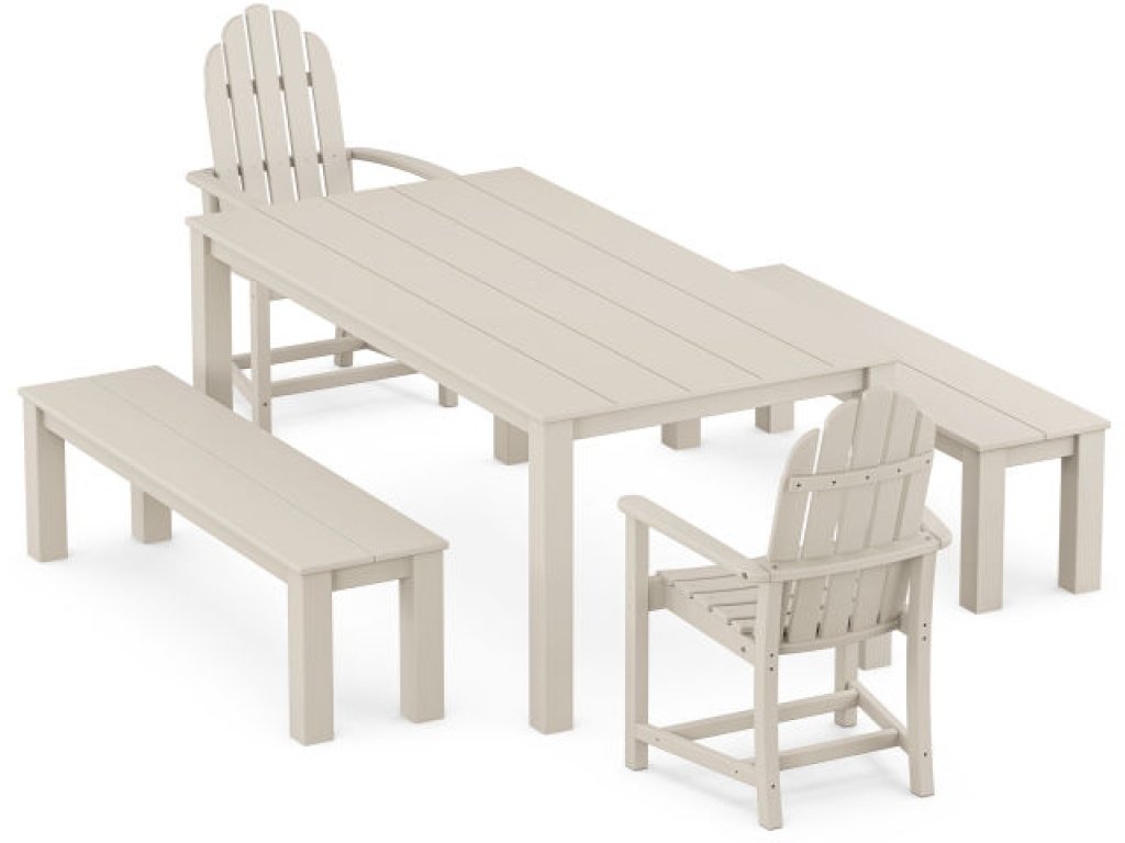 Cape Cod Adirondack 5-Piece Parsons Dining Set with Benches