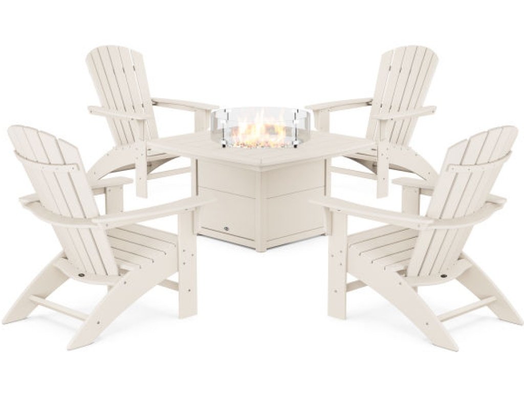 Yacht Club Adirondack 5-Piece Set with Fire Pit Table